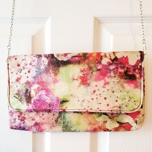 Floral Envelope Clutch with Chain